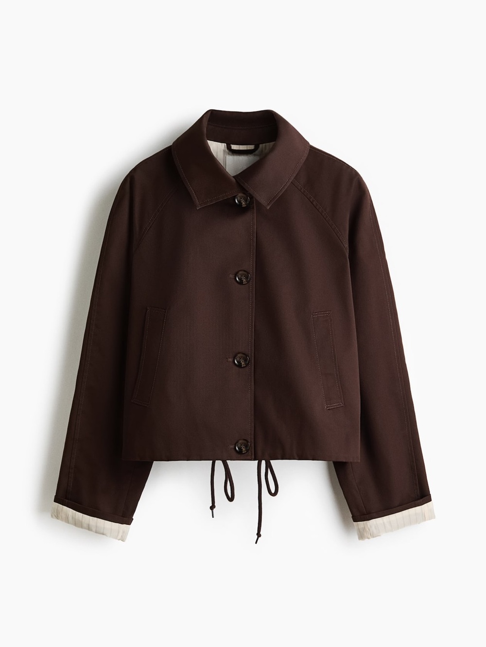 H&M Dark Brown Cropped Button Pea Coat